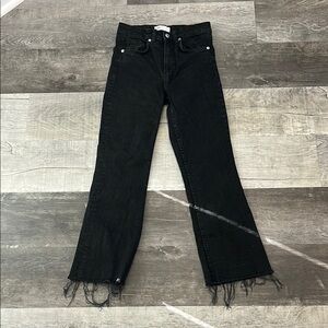Zara Black Wide Leg Jeans with Distressed Hem